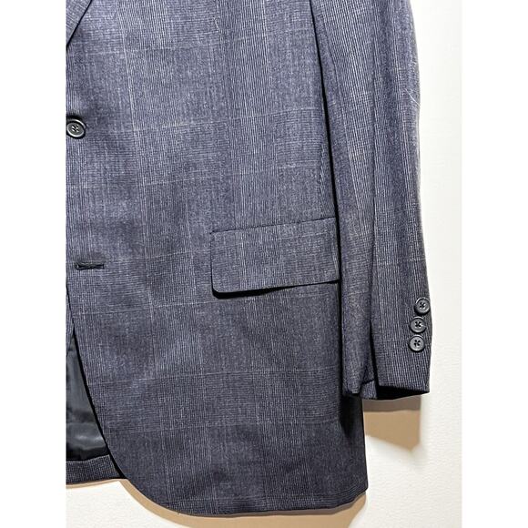 VTG Brooks Brothers 43 R W 38 2 Pc Navy Blue Glen Plaid Wool Suit Jacket Pant - Picture 4 of 11